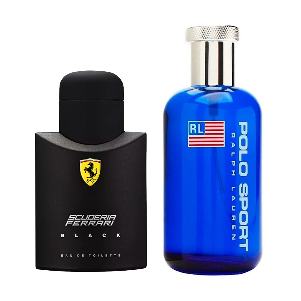 Combo de Perfumes Ferrari Black e Ralph Lauren Polo Sport